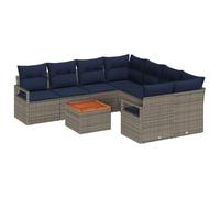 vidaXL Conjunto de sofás de jardín 9 pcs Gris ratán sintético, Sofá de jardín Moderno, Duradero y Ligero, Lounge Exterior, Espacio de relajación, Asiento versátil para el Verano