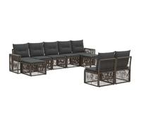 vidaXL Conjunto de sofás de jardín 9 pcs Gris y Gris Oscuro, Sofá de jardín Moderno, Resistente al Clima, Muebles de Exteriores, Cojines de Polietileno, Asientos Ajustables