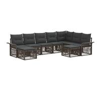 vidaXL Conjunto de sofás de jardín 9 pcs Gris y Gris Oscuro, Sofá Modular para Exteriores, Resistente al Clima, Muebles Elegantes, almohadones de Espuma, sofá de ratán Duradero