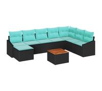 vidaXL Conjunto de sofás de jardín 9 pcs Negro ratán sintético, Conjunto de sofá Modular de ratán, Resistente al Clima, cómodo para el jardín, Ideal para el Patio