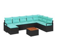 vidaXL Conjunto de sofás de jardín 9 pcs Negro ratán sintético, Muebles de jardín Modernos, duraderos, modulares, sofá cómodo, Set de Patio Resistente al Clima
