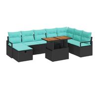 vidaXL Conjunto de sofás de jardín 9 pcs Negro ratán sintético, Muebles de jardín y terraza, Modernos, duraderos, modulares, Ligeros y con Almacenamiento práctico