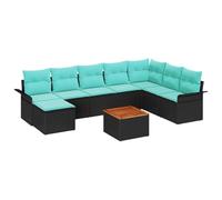 vidaXL Conjunto de sofás de jardín 9 pcs Negro ratán sintético, Sofá Modular de ratán, Duradero y Resistente al Sol, Ideal para jardín, Patio y relajación al Aire Libre