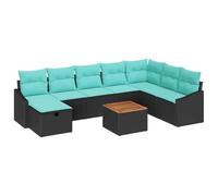 vidaXL Conjunto de sofás de jardín 9 pcs Negro ratán sintético, Sofá Modular Exterior, Mueble de jardín Resistente, Materiales UV, Estilo Moderno para tu terraza