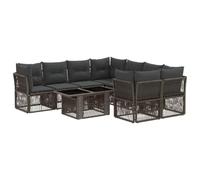 vidaXL Conjunto de sofás de jardín 9 uds. Gris ratán sintético