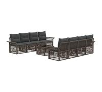 vidaXL Conjunto de sofás de jardín 9 uds. Gris ratán sintético