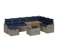 vidaXL Conjunto de sofás de jardín 9 uds. Gris ratán sintético
