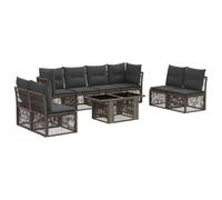 vidaXL Conjunto de sofás de jardín 9 uds. Gris ratán sintético