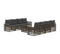 vidaXL Conjunto de sofás de jardín 9 uds. Gris ratán sintético