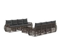 vidaXL Conjunto de sofás de jardín 9 uds. Gris ratán sintético