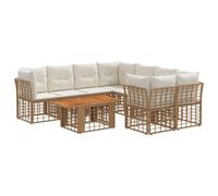 vidaXL Conjunto de sofás de jardín 9 uds. Natural y Crema