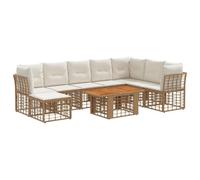 vidaXL Conjunto de sofás de jardín 9 uds. Natural y Crema