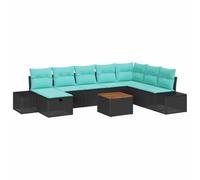 vidaXL Conjunto de sofás de jardín 9 uds. Negro Poliratán