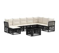 vidaXL Conjunto de sofás de jardín 9 uds. Negro ratán sintético