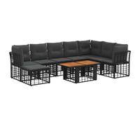 vidaXL Conjunto de sofás de jardín 9 uds. Negro y Gris Oscuro