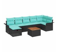 vidaXL Conjunto de sofás de jardín con cojín 8 pcs Negro Poliratán, Sofá Moderno para jardín y terraza, sofá Ligero y Resistente, con Compartimentos de Almacenamiento