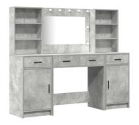 vidaXL Conjunto de tocador Moderno Gris Espejo | Tocador Elegante Incluye 13 soluciones de Almacenamiento duraderas de Madera Resistente, Ideal para Maquillaje y Aseo tamaño Compacto: 120 x 41 x