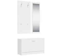 vidaXL Set de Mueble Zapatero 3 en 1 Armario Estantería Almacenamiento Recibidor Entrada Pasillo Sala de Estar Madera Contrachapada Blanco