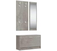 vidaXL Conjunto de Zapatero 3 en 1 Madera contrachapada Gris hormigón