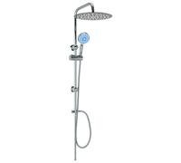 vidaXL Conjunto Ducha sin Grifo Monomando Barra Vertical Alcachofa Mano Ajustable Altura Cabezal Lluvia Redondo Basculante Plateado Acero Inoxidable