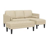 vidaXL Conjunto Modular de Sofá de 2 Piezas con Cojines de Tela Crema para Salas de Estar Sofá en L Muebles Seccionales Asientos Cómodos Estilizados