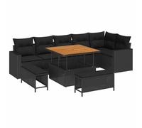vidaXL Conjunto Modular de Sofá de Exterior con Cojines Negros de Polyratán para 6 Personas, Resistente a la Intemperie y con Pies Ajustables. Ideal para el Balcón, Patio, Jardín, Comedor o para Rel