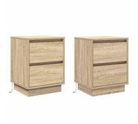 vidaXL Armarios de Noche con Luces LED 2 pcs Roble de Sonoma 39x34.5x50 cm