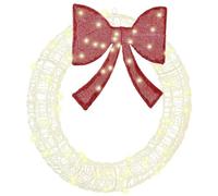 vidaXL Corona con 60 LED cálido 75 cm Acrílico, Sala, Corona Navideña Moderna, Decoración con Lazo, Adorno LED, Exhibición de Guirnalda, Decoración del Hogar