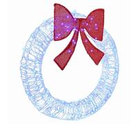 vidaXL Corona con Luces de Tiras LED Azul 90 cm Acrílico, Sala, Corona Navideña Moderna, Decoración con Lazo, Adorno LED, Exhibición de Guirnalda, Decoración del Hogar