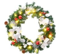 vidaXL Corona de Navidad, Adorno con Luces LED, Luces Decorativas Navideñas, Corona Luminosa Artificial para Interior Exterior, PVC Verde 60 cm