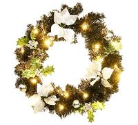 vidaXL Corona de Navidad con Luces LED Verde 60 cm PVC