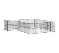 vidaXL Corralito para perros con 16 paneles acero galvanizado negro