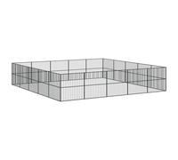 vidaXL Corralito para perros con 8 paneles acero galvanizado negro