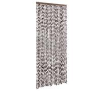 vidaXL Cortina Antimoscas, Persiana de Moscas Mosquitos, Puerta contra Insectos, Protección para Casa, Chenilla Marrón y Blanco 100x200 cm