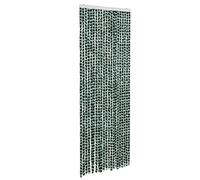 vidaXL Cortina Antimoscas, Persiana de Moscas Mosquitos, Puerta contra Insectos, Protección para Casa, Chenilla Verde y Blanco 90x200 cm