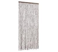 vidaXL Cortina Antimoscas, Persiana de Moscas Mosquitos, Puerta contra Insectos, Protección para Casa, Chenilla Gris Taupe y Blanco 90x200 cm