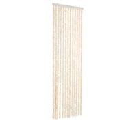 vidaXL Cortina Antimoscas, Persiana de Moscas Mosquitos, Puerta contra Insectos, Protección para Casa, Chenilla Beige y Blanco 56x200 cm