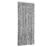 vidaXL Cortina Antimoscas, Persiana de Moscas Mosquitos, Puerta contra Insectos, Protección para Casa, Chenilla Gris Negro y Blanco 56x185 cm