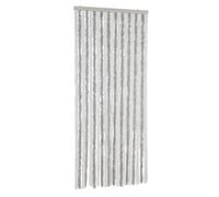 vidaXL Cortina Antimoscas, Persiana de Moscas Mosquitos, Puerta contra Insectos, Protección para Casa, Chenilla Gris Claro y Blanco 90x200 cm