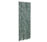 vidaXL Cortina Antimoscas, Persiana de Moscas Mosquitos, Puerta contra Insectos, Protección para Casa, Chenilla Verde y Blanco 90x200 cm