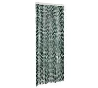 vidaXL Cortina Antimoscas, Persiana de Moscas Mosquitos, Puerta contra Insectos, Protección para Casa, Chenilla Verde y Blanco 100x200 cm