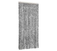 vidaXL Cortina Antimoscas, Persiana de Moscas Mosquitos, Puerta contra Insectos, Protección para Casa, Chenilla Gris Negro y Blanco 90x220 cm
