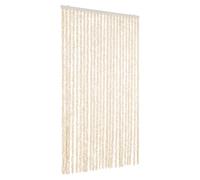 vidaXL Cortina Antimoscas, Persiana de Moscas Mosquitos, Puerta contra Insectos, Protección para Casa, Chenilla Beige y Blanco 100x220 cm