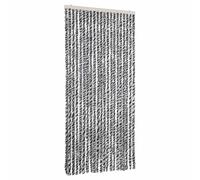 vidaXL Cortina Antimoscas, Persiana de Moscas Mosquitos, Puerta contra Insectos, Protección para Casa, Chenilla Gris Negro y Blanco 90x200 cm