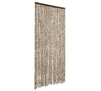 vidaXL Cortina Antimoscas, Persiana de Moscas Mosquitos, Puerta contra Insectos, Protección para Casa, Chenilla Beige y Marrón 100x230 cm