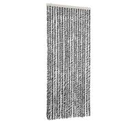 vidaXL Cortina Antimoscas, Persiana de Moscas Mosquitos, Puerta contra Insectos, Protección para Casa, Chenilla Gris Negro y Blanco 56x200 cm