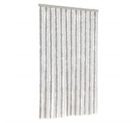 vidaXL Cortina Antimoscas, Persiana de Moscas Mosquitos, Puerta contra Insectos, Protección para Casa, Chenilla Gris Claro y Blanco 100x200 cm