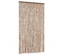 vidaXL Cortina Antimoscas, Persiana de Moscas Mosquitos, Puerta contra Insectos, Protección para Casa, Chenilla Beige y Marrón Oscuro 100x220 cm