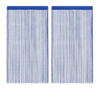 vidaXL Cortina de Flecos para Puerta 2 Piezas 140x250 cm Tela Azul Estor Hilos