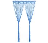 vidaXL Cortina de Macramé Persiana Translúcida Colgante Ventana Pared Puerta Separador de Ambientes Hogar Decoración Algodón Azul 140x240 cm
